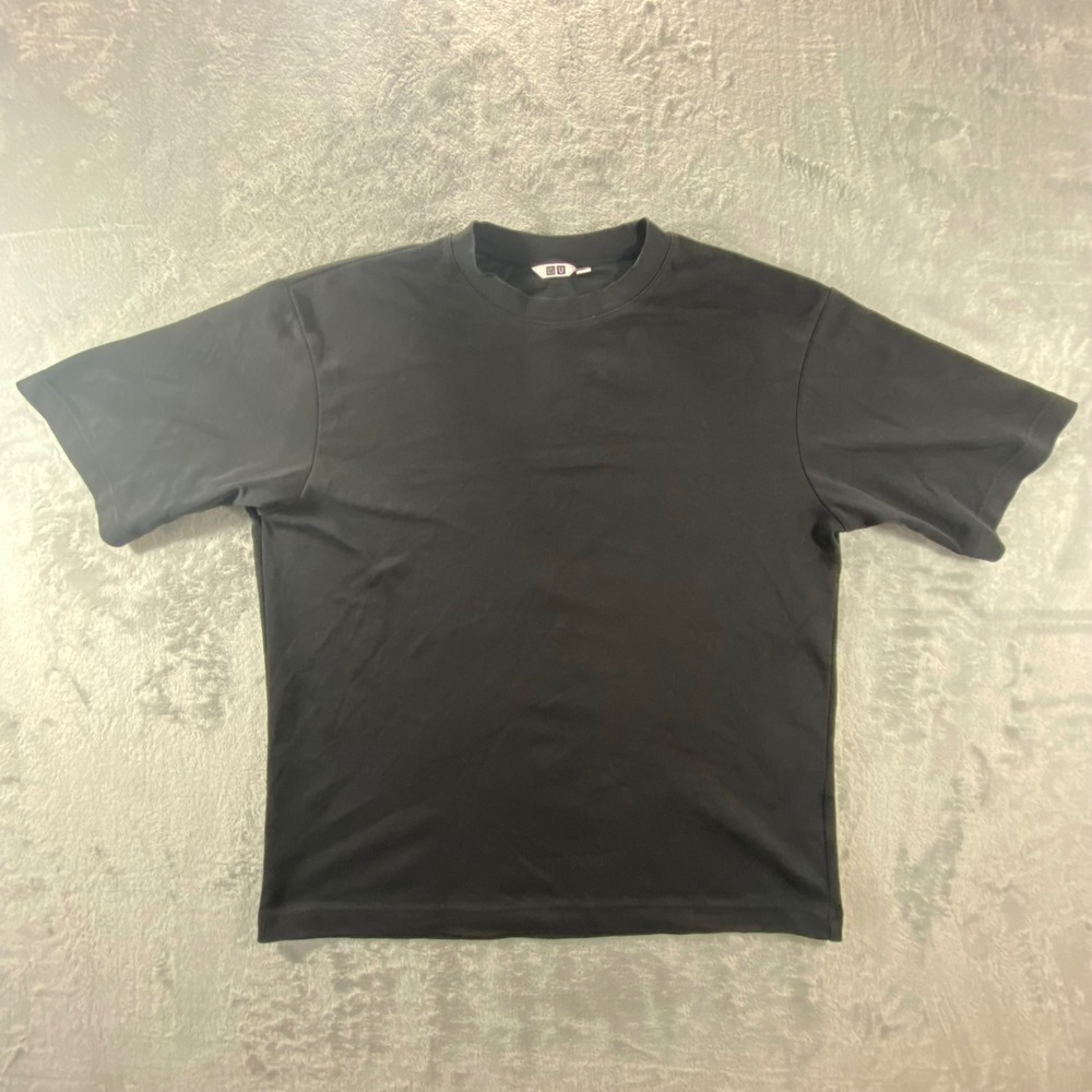 UNIQLO AIRism Cotton Oversized T-Shirt Mens Medium Black Excellent 461555